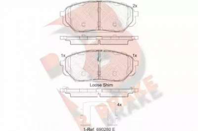 R BRAKE rb2044 -  Комплект тормозных колодок, дисковый тормоз